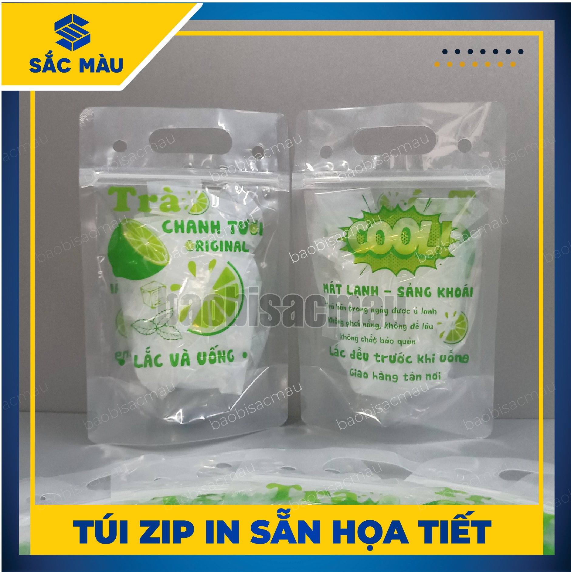 Túi zip đựng trà chanh, trà sữa siêu hot trend Mẫu S3