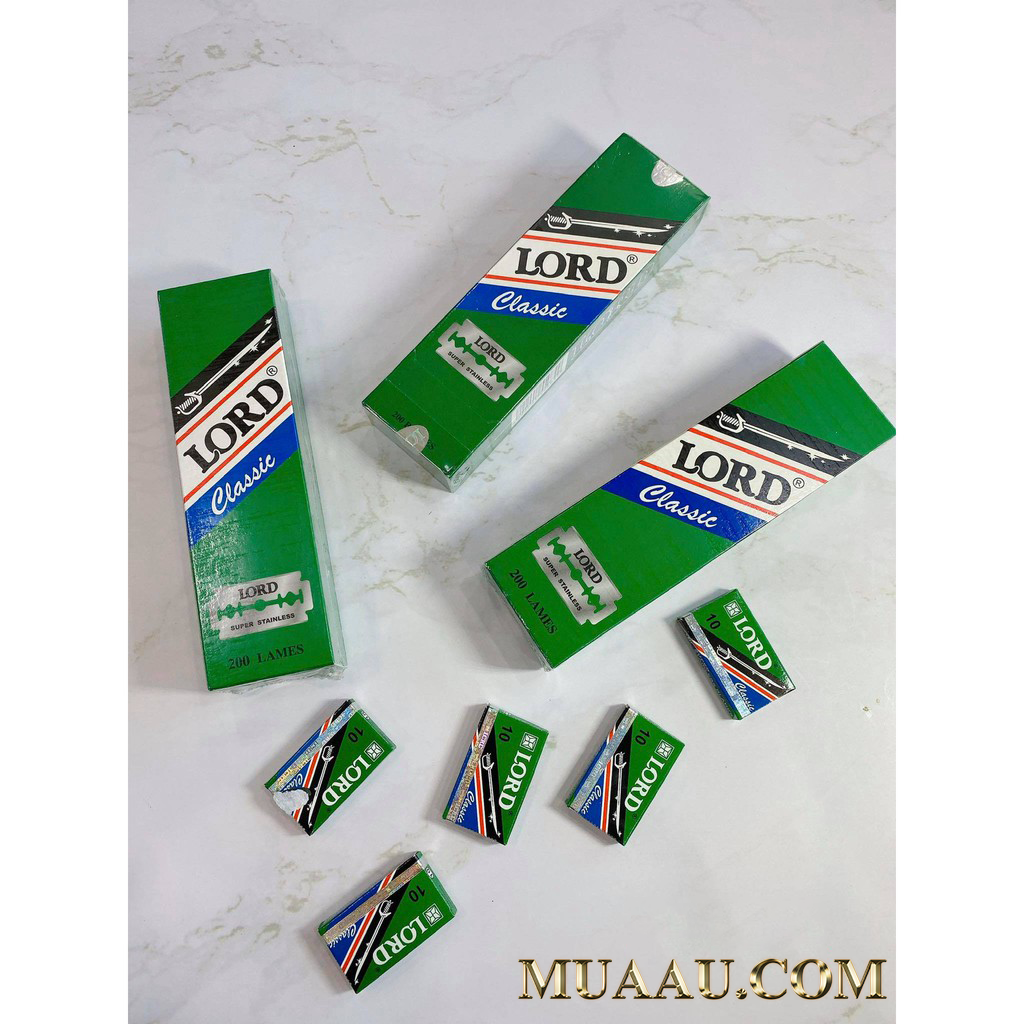 Dao Lam Lord Loại Xịn Giá Rẻ 1 Hộp 10 Lưỡi ♥️Lưỡi Dao Cạo Râu Chính Hãng Siêu Bền♥️Dao Tem Xanh♥️MuaAu Mall Shop Sỉ Lẻ