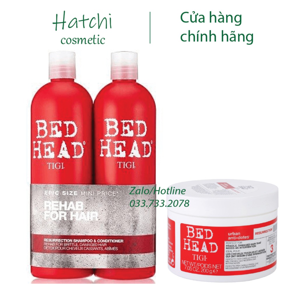 [Hàng Auth] Combo Dầu Gội Xả Tigi + Hấp Tigi Đỏ Siêu Phục Hồi Số 3