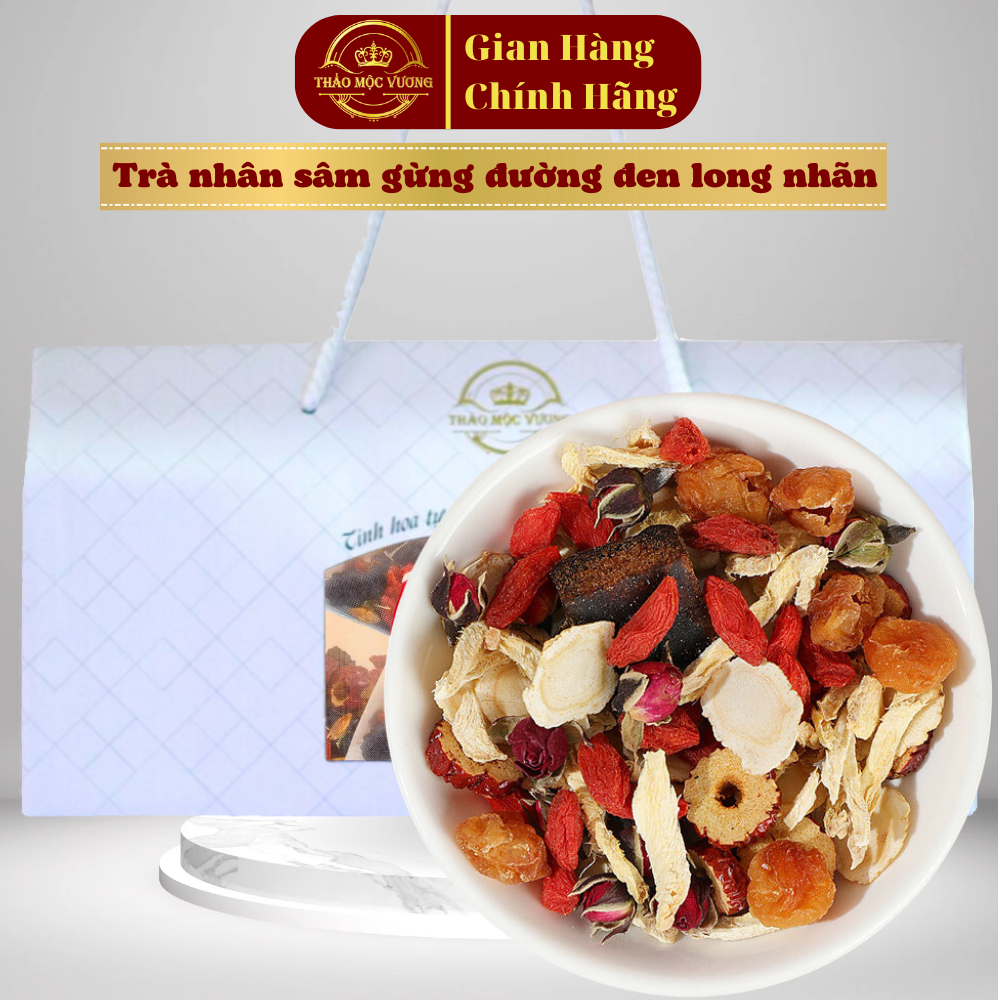 Trà nhân sâm gừng đường nâu bồi bổ cơ thể lưu thông khí huyết thảo mộc vương
