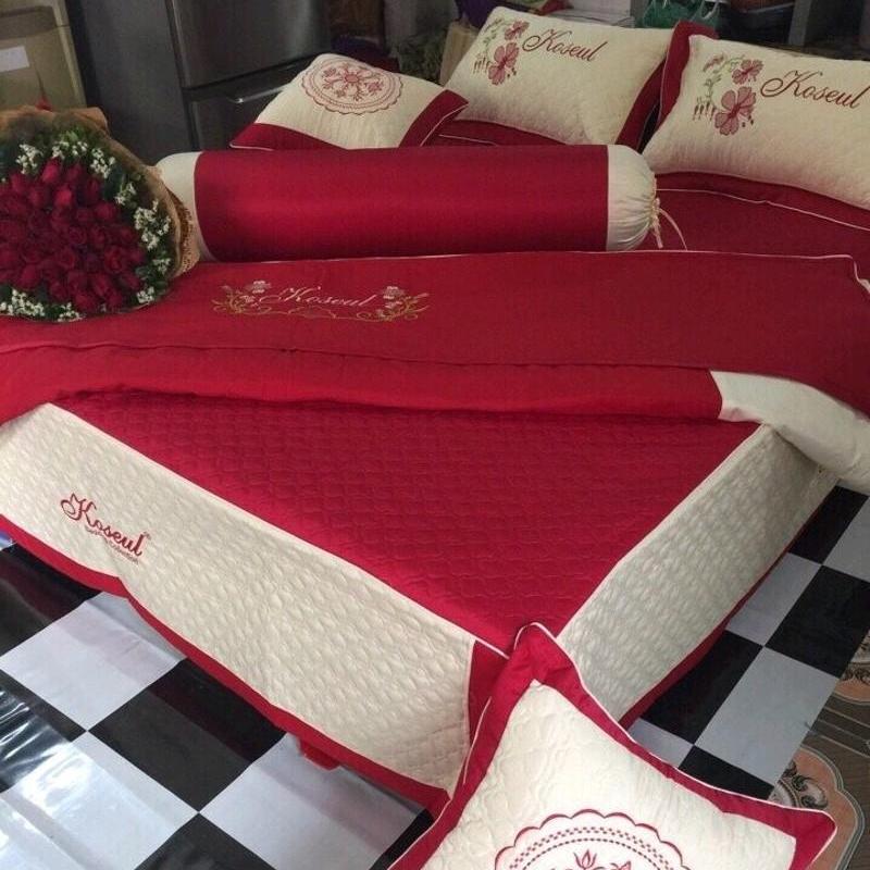 [Nhiều màu - đủ kích thước] Bộ chăn ga gối phủ 7 món cao cấp trần bông