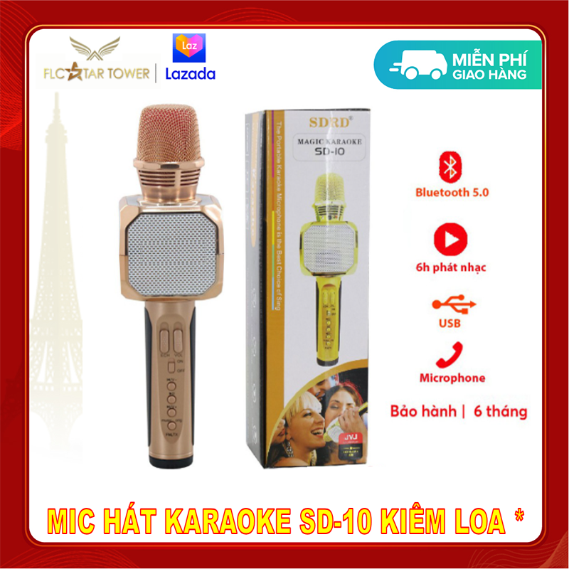 Mic karaoke kèm loa bluetooth mic 3 in 1 - sd10 + loa + bluetooth phiên bản mới cao cấp-bh 1 đỏi 1 12 tháng