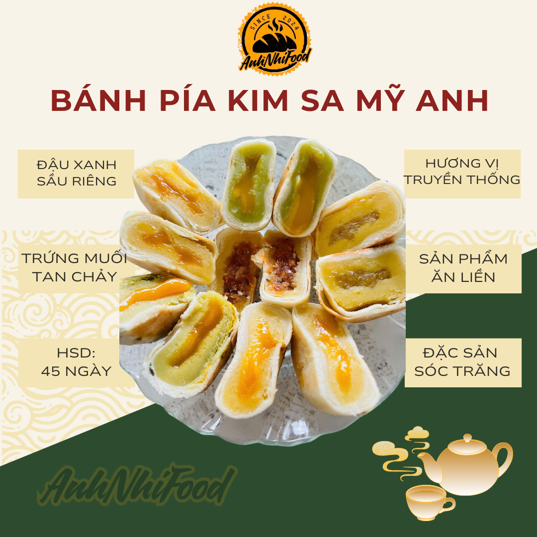 GÓI LẺ 1 CÁI ĂN THỬ - Bánh pía kim sa trứng muối tan chảy Mỹ Anh Sóc Trăng,bánh pía Sóc Trăng mini 40g đồ ăn vặt Sài Gòn ĐẠC SẢN VŨNG THƠM SÓC TRĂNG