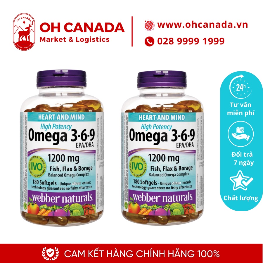 Dầu cá webber naturals high potency omega 369 1200mg 150 viên