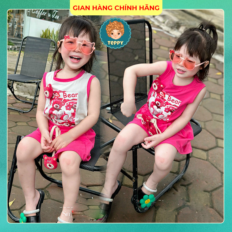 Set bộ gấu dâu Losto áo kèm quần váy cho bé gái