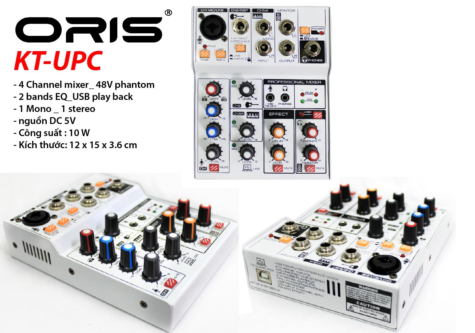 Mixer oris kt-upc tích hợp soundcard thu âm livestream có bluetooth-usb-