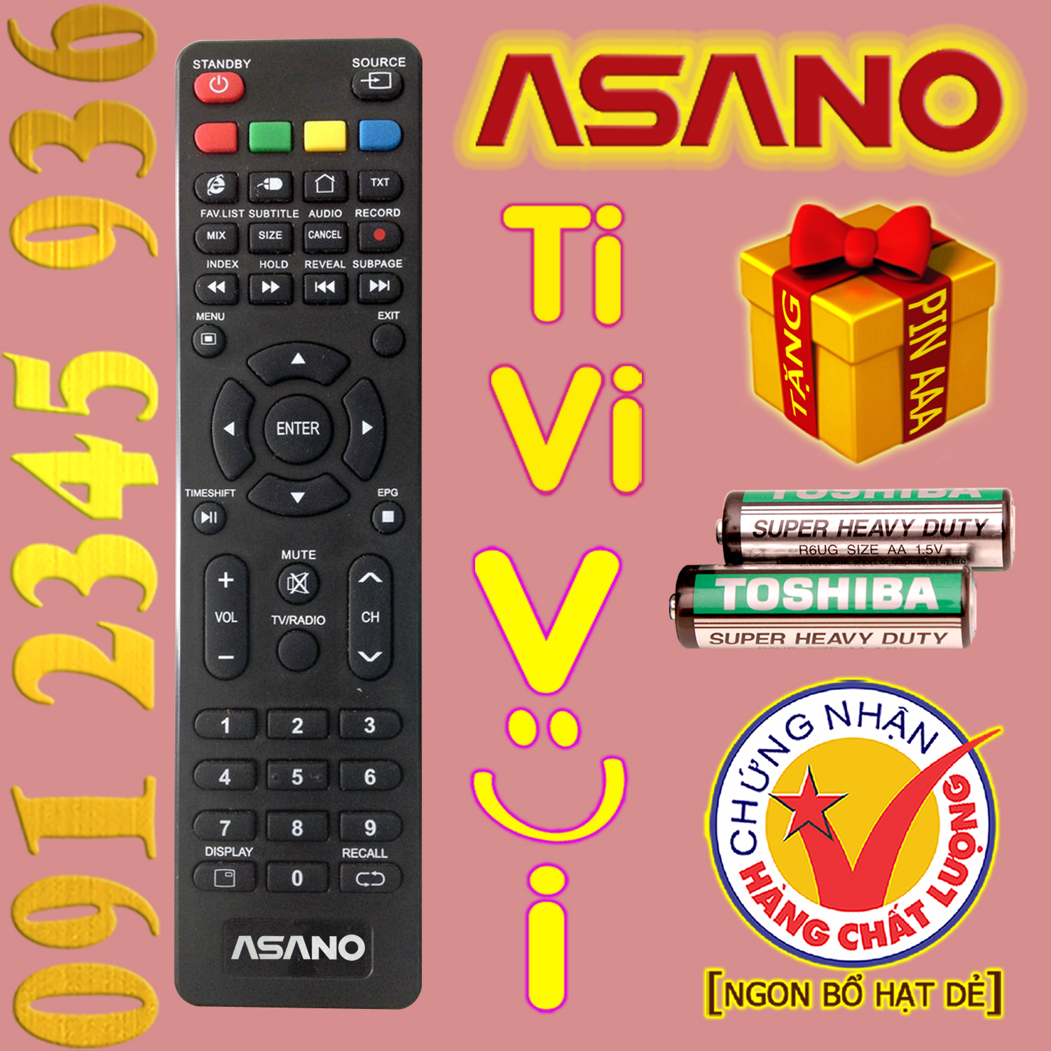 Điều khiển ASANO cho Tivi Smart. (Mẫu số 1)