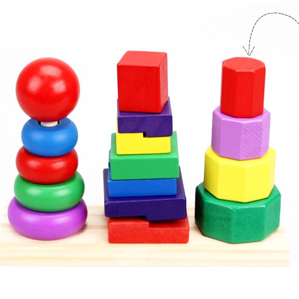 Đồ chơi gỗ - Thả hình khối ba trụ Montessori Vivitoys