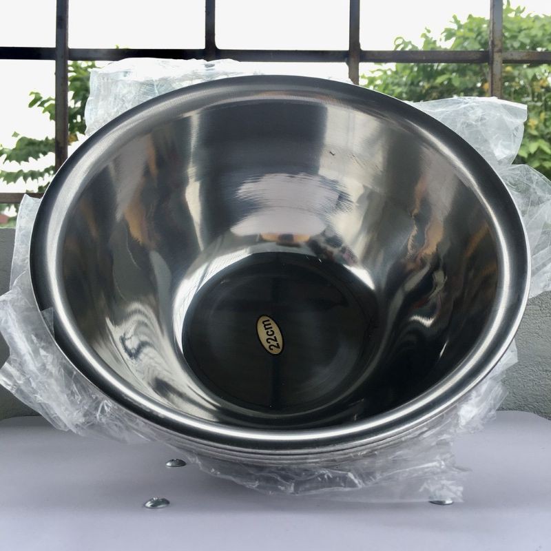 Bát inox rửa mặt dùng trong spa 22cm