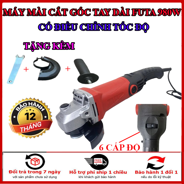 Máy mài góc máy mài 1 tấc futa đuôi dài 980w chỉnh tốc 6 số mài và cắt sắt tường gỗ tôn.