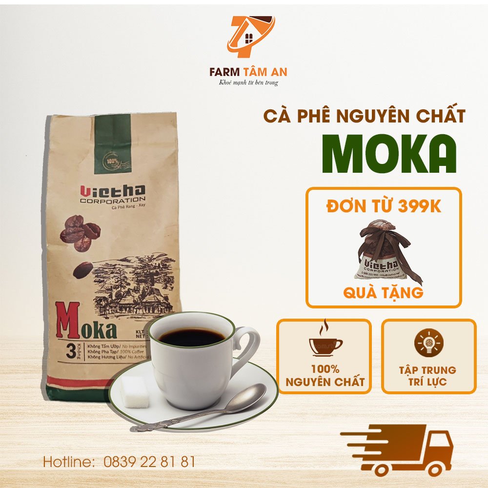 Cà phê nguyên chất Moka Cầu Đất Zacobs 500gr, hạt rang mộc nguyên chất pha máy pha phin