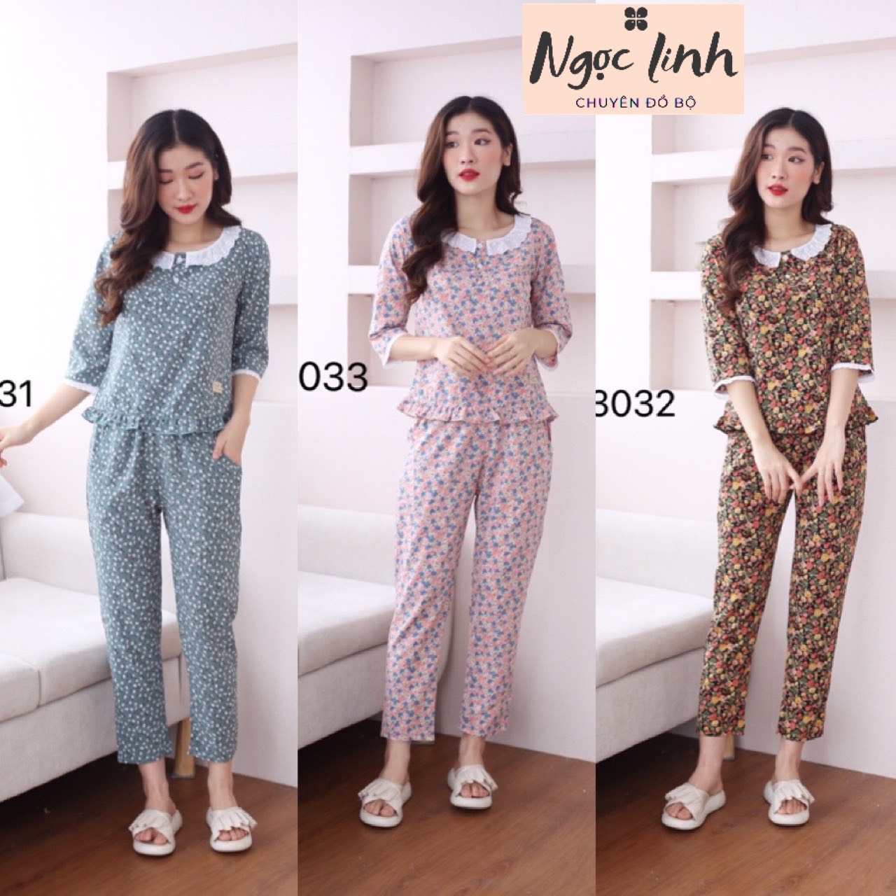 Đồ bộ mặc ở nhà, ống tay lửng, cổ tròn. Hàng thiết kế 3 màu, chất lụa thái mặc đẹp.