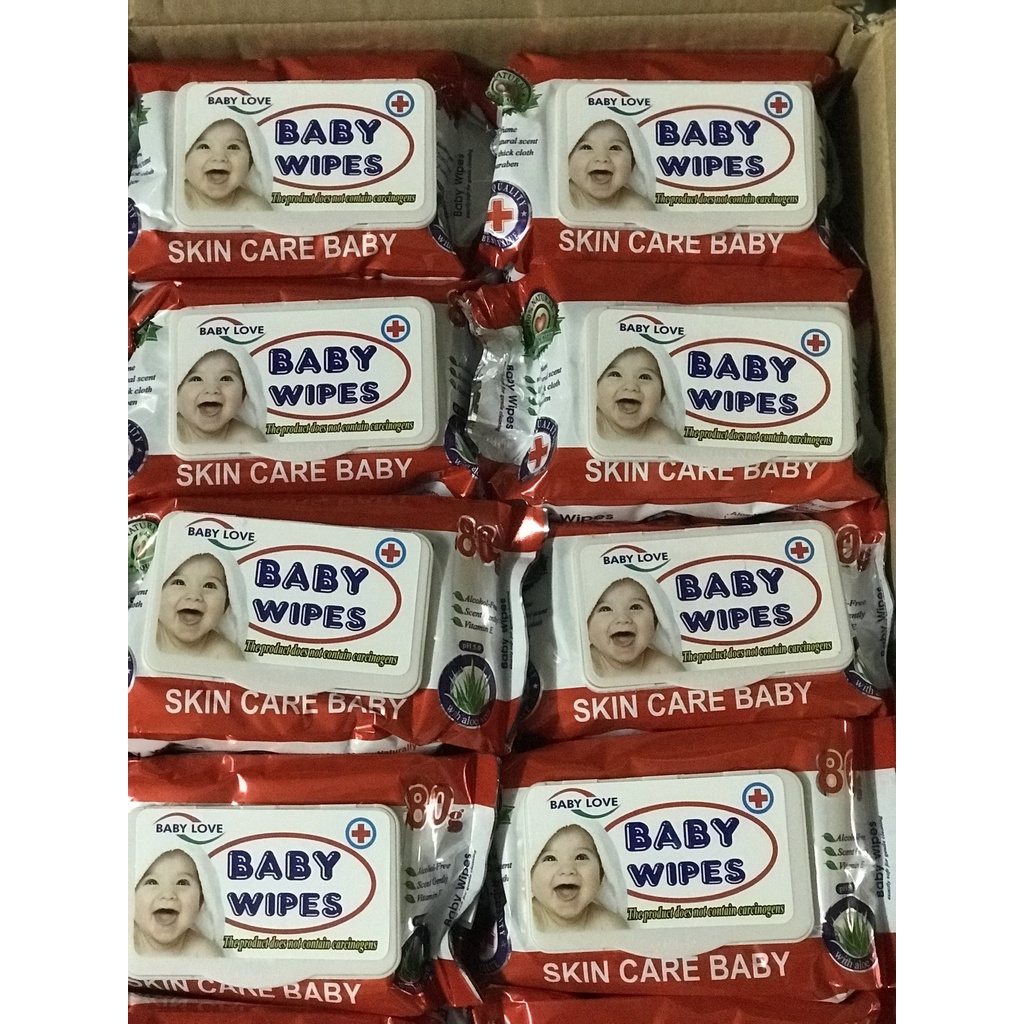 Combo 5 bịch khăn giấy ướt baby wipes bịch 80g