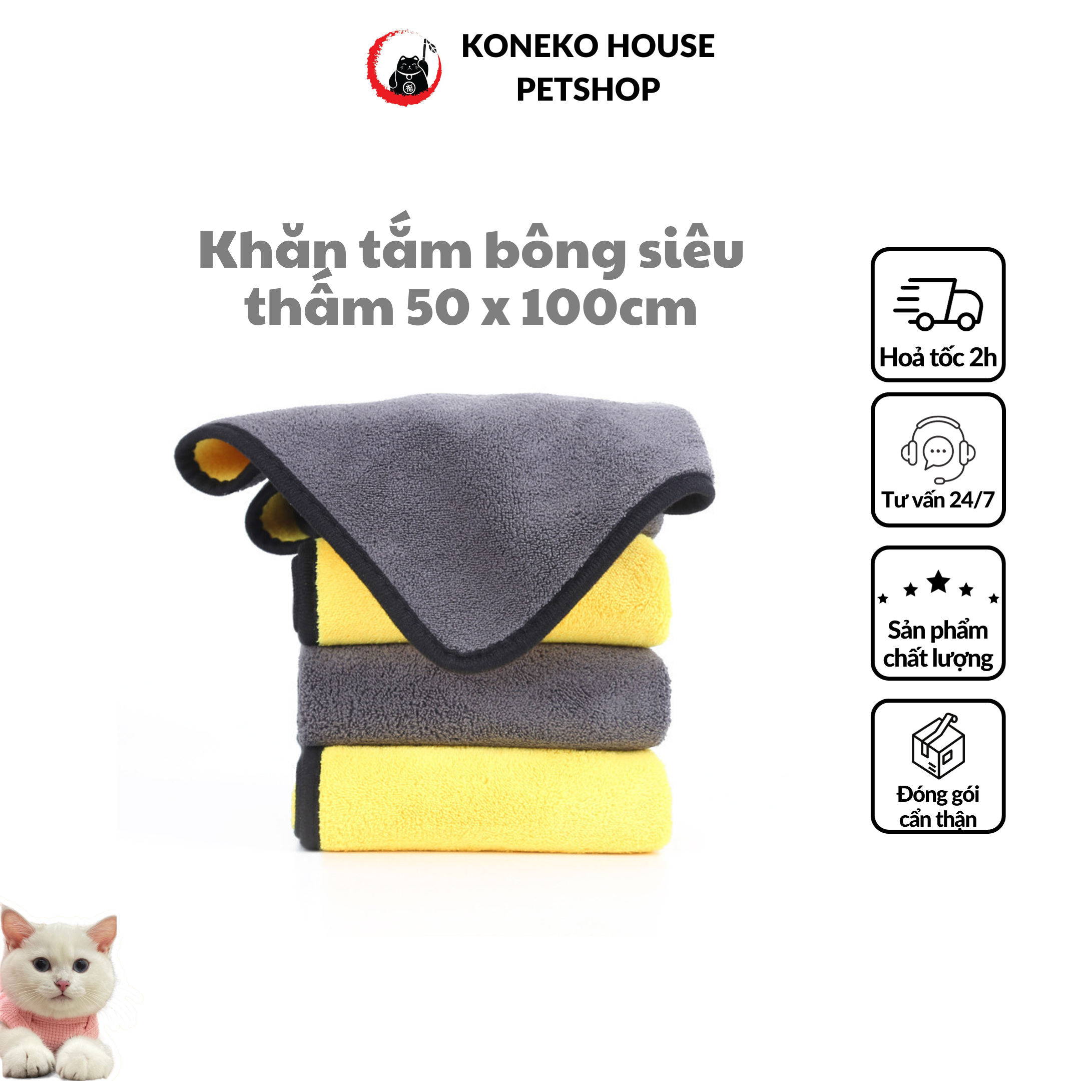 Chăm sóc thú cưng - Khăn tắm bông siêu thấm cho thú cưng