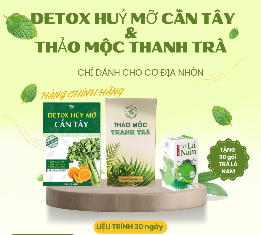Combo Giảm Cân Chính Hãng DETOX CẦN TÂY VÀ THẢO MỘC THANH TRÀ ,DÀNH CHO NHỮNG CHỊ EM BÉO LÂU NĂM KHÓ GIẢM