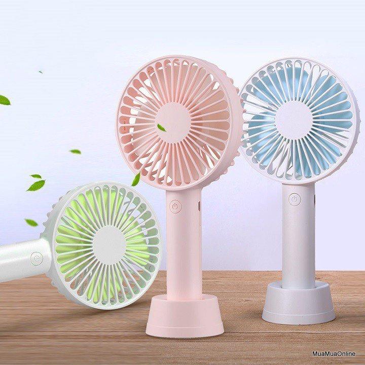 Quạt sạc mini s2 4 cánh cầm tay cực mát có đế