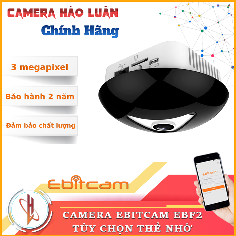 Camera Ip Wifi EbitCam Fisheye EBF2 (3.0 MP) - EBF2 ốp Trần