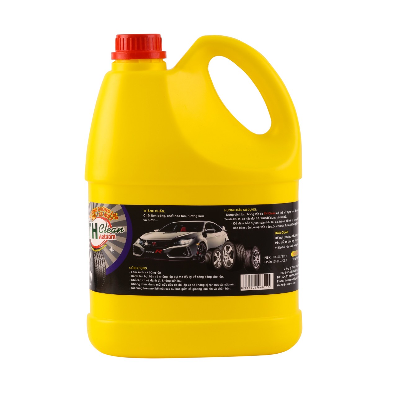 Xịt dưỡng đen bóng lốp ô tô, xe máy TH CLEAN VIỆT NAM can 4.5 lít