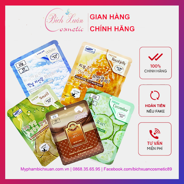 Mặt nạ 3W Clinic Fresh Mask dưỡng trắng mịn da 23ml (CHÍNH HÃNG)