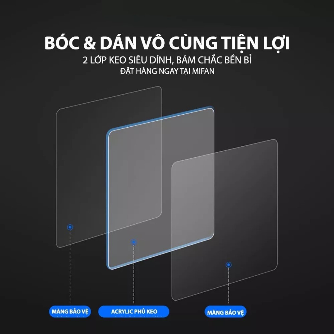Combo 5 miếng dán tường kiểu vuông 2 mặt siêu dính, miếng dán 2 mặt siêu dính chịu lực chống nước