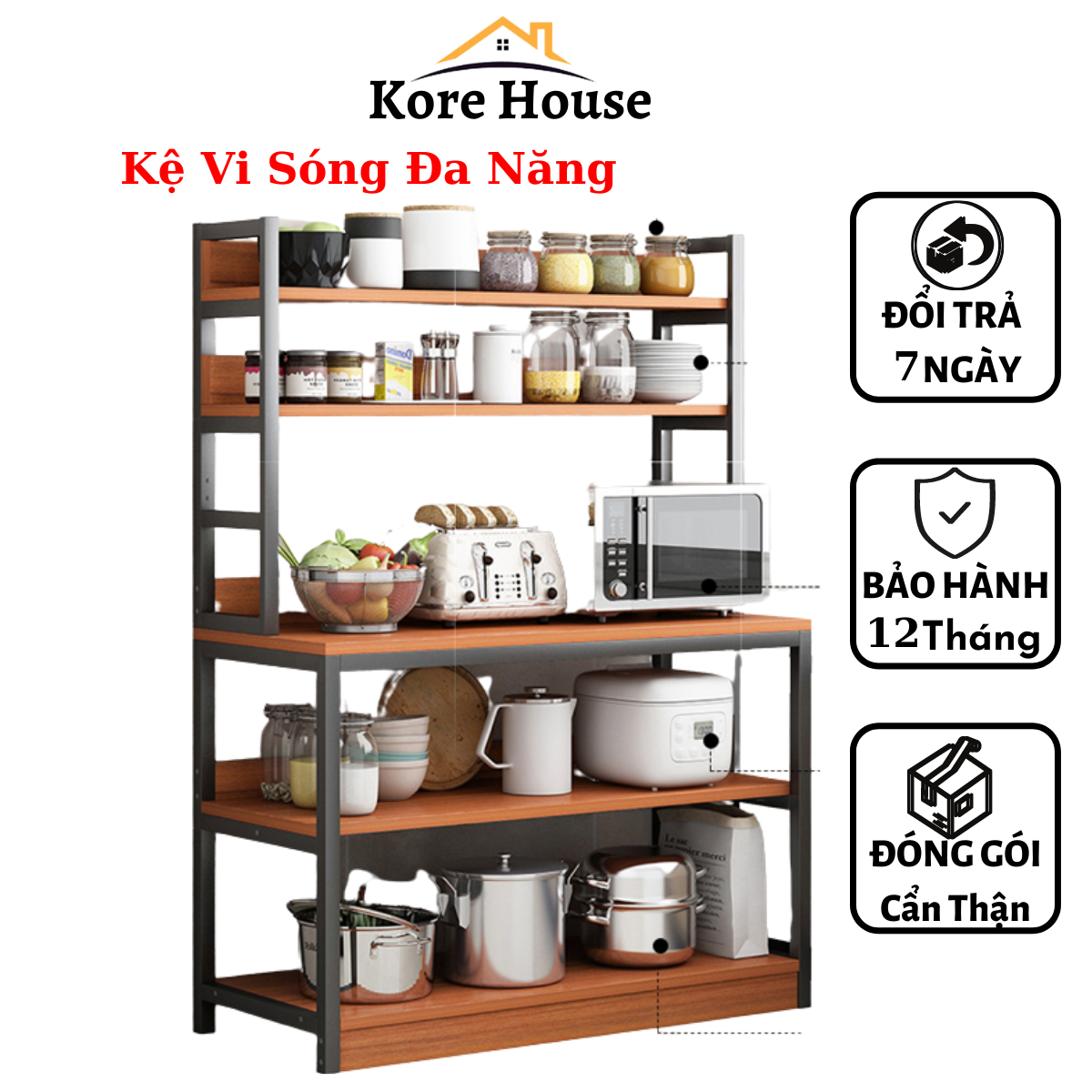 Kệ đa năng lò vi sóng đa năng, kệ giá đỡ đồ dùng nhà bếp đa năng ngang 80cm siêu tiện lợi để phòng bếp