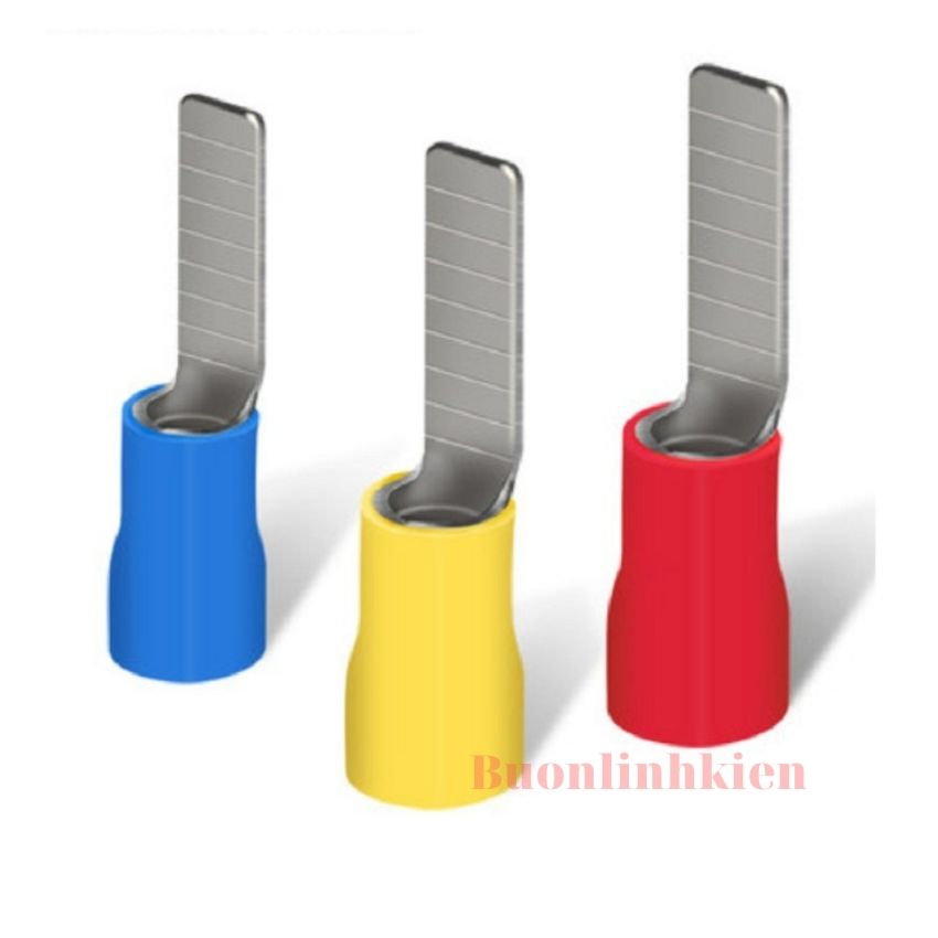 100 Đầu cos dẹt DBV2-14, cốt kim dẹt 2-14 -  5.5-14, cốt dẹp bọc nhựa, đầu cốt dây điện, đầu nối điện