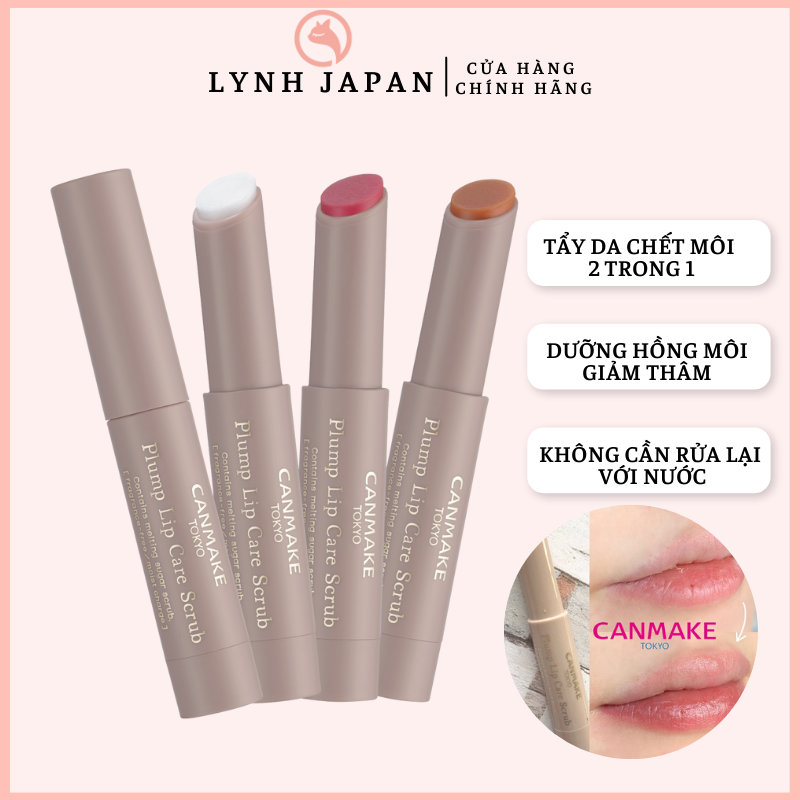 Tẩy da chết môi dưỡng hồng môi canmake plump lip care scrub 2 trong 1 nhật bản