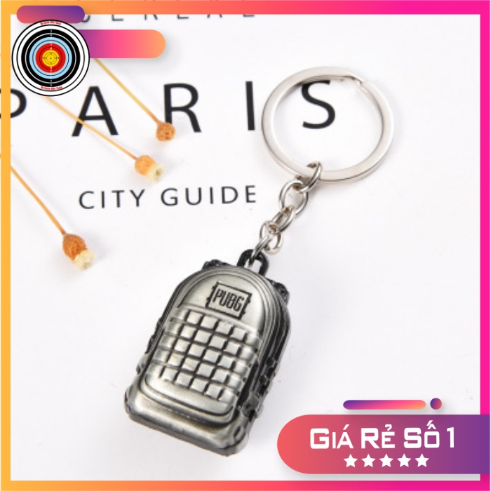 Móc Khóa PUBG - Balo 3 Bạc kim loại cao cấp(Game Pubg)