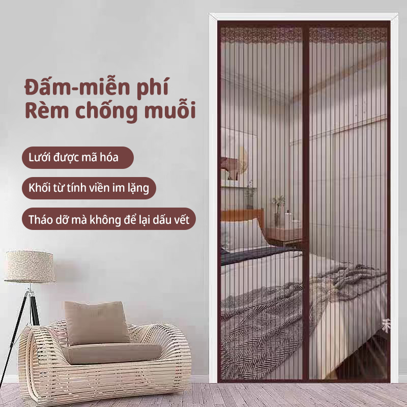  Rèm cửa từ tính tự động Velcro chất lượng cao không cần khoan cửa lưới từ tính gia đình tự dính chống muỗi hiệu quả 