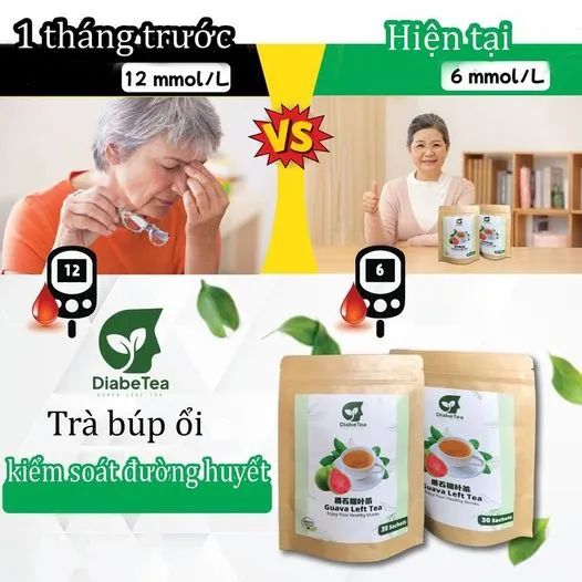 Trà búp ổi diabetea giảm đường huyết ngăn biến chứng tiểu đường 60 gói dùng 1 tháng