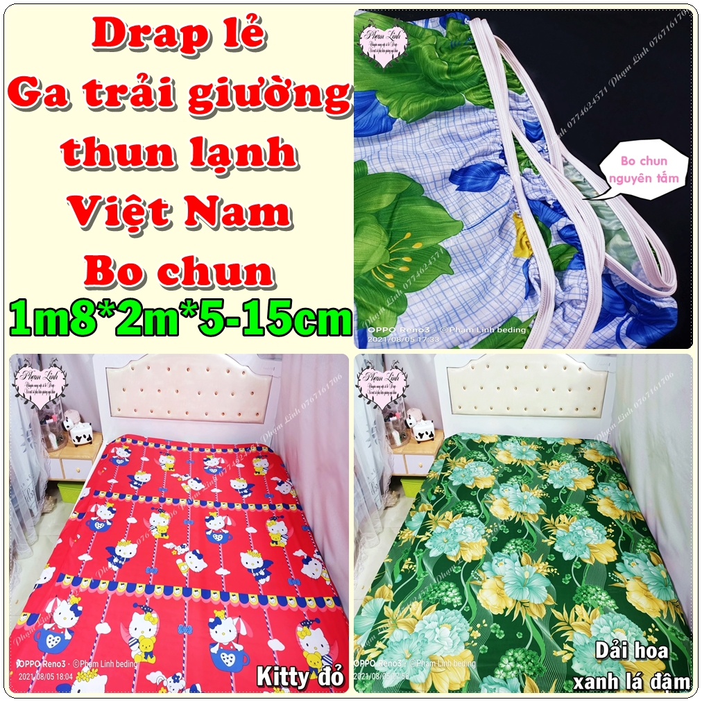 Drap lẻ Ga trải giường bo chun thun lạnh Việt Nam sợi Sẹc-xay chỉ 1 drap