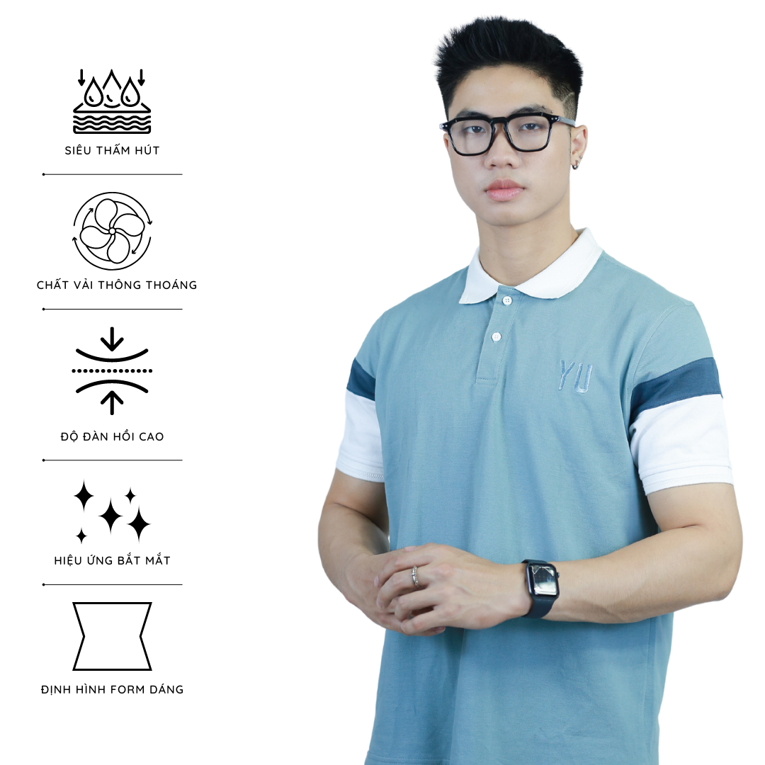 Yumenswear | áo thun polo nam cotton khối màu block color - mpr004