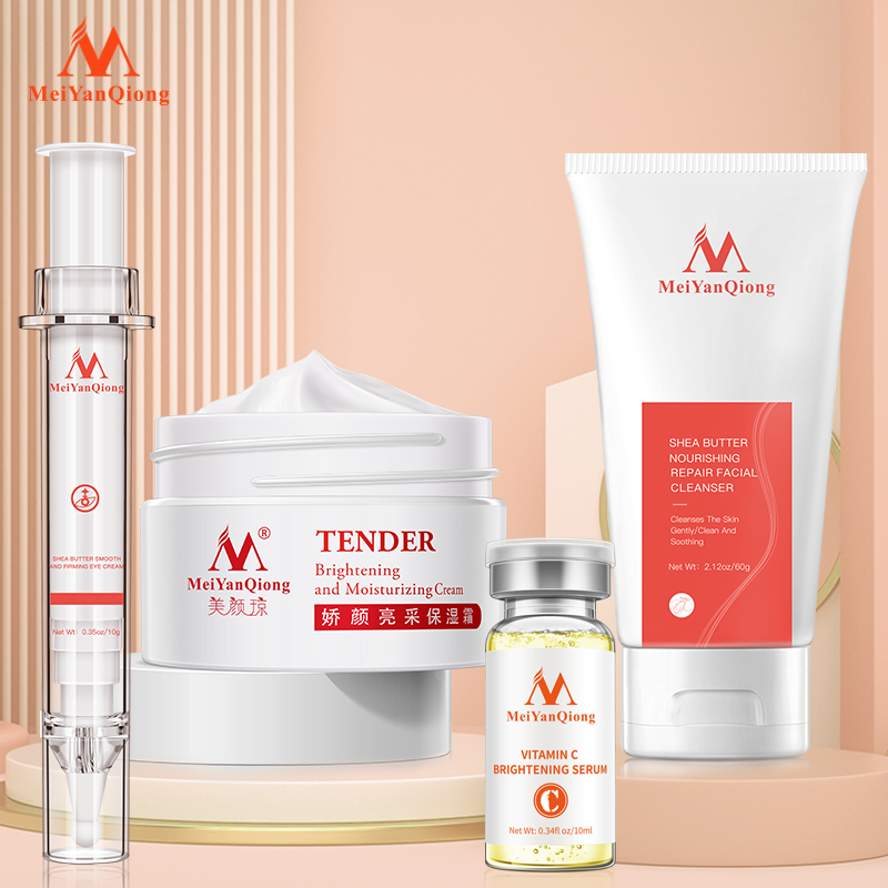 MeiYanQiong Super Skin Care Vitamin C + MeiYanQiong Shea Butter Nourishing Repair Facial Cleanser + MeiYanQiong Brightening and Moisturizing Cream + MeiYanQiong SHEA BUTTER SMOOTH AND FIRMING EYE CREAM