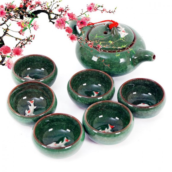 [HCM]Bộ Bình Trà 3D Hình Cá 6 Chén