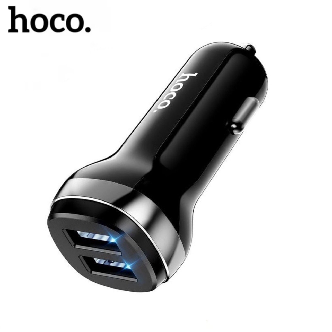 Tẩu sạc ô tô chính hãng hoco 5v 2.4a 2 cổng usb - cốc oto có đèn led