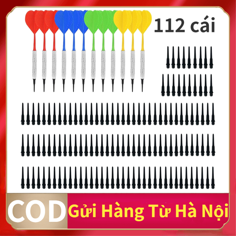Bộ 12 phi tiêu sắc màu chân kim phát phần thưởng 100 đầu phi tiêu mềm tổng cộng 112 chiếc với