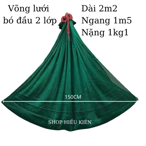 Võng lưới 2 lớp bó đầu , size 2m2 x 1m5 , nặng 1kg1 . Võng lưới bó đầu cao cấp . Không kèm khung võng