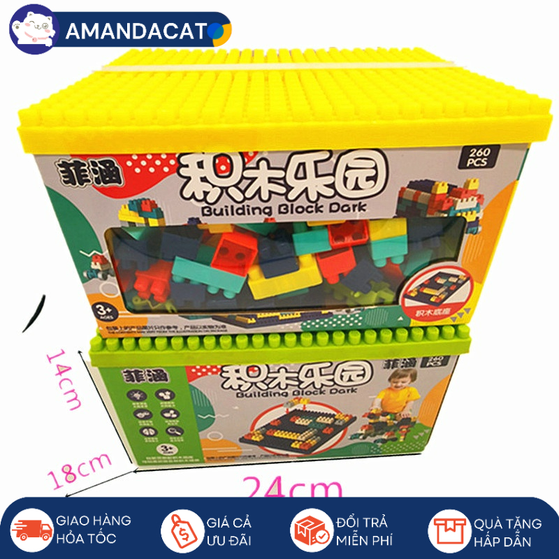 Hộp đồ chơi xếp hình Lego 260 nhiều chi tiết Nắp lắp ráp - Đồ chơi Lắp ráp Lego