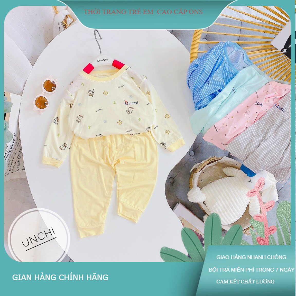 4kg - 18kg Bộ Unchi dài tay Chất Cotton Gỗ Sồi Cao Cấp Thấm Hút Cho Bé