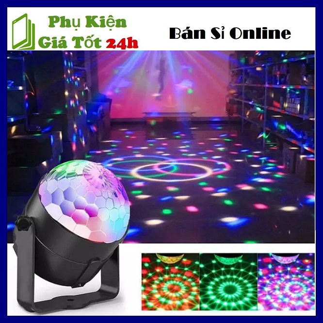 Đèn led xoay trang trí 7 màu - đèn trang trí sân khấu , phòng karaoke 3 màu,xoay 360 độ, hiệu ứng nhấp