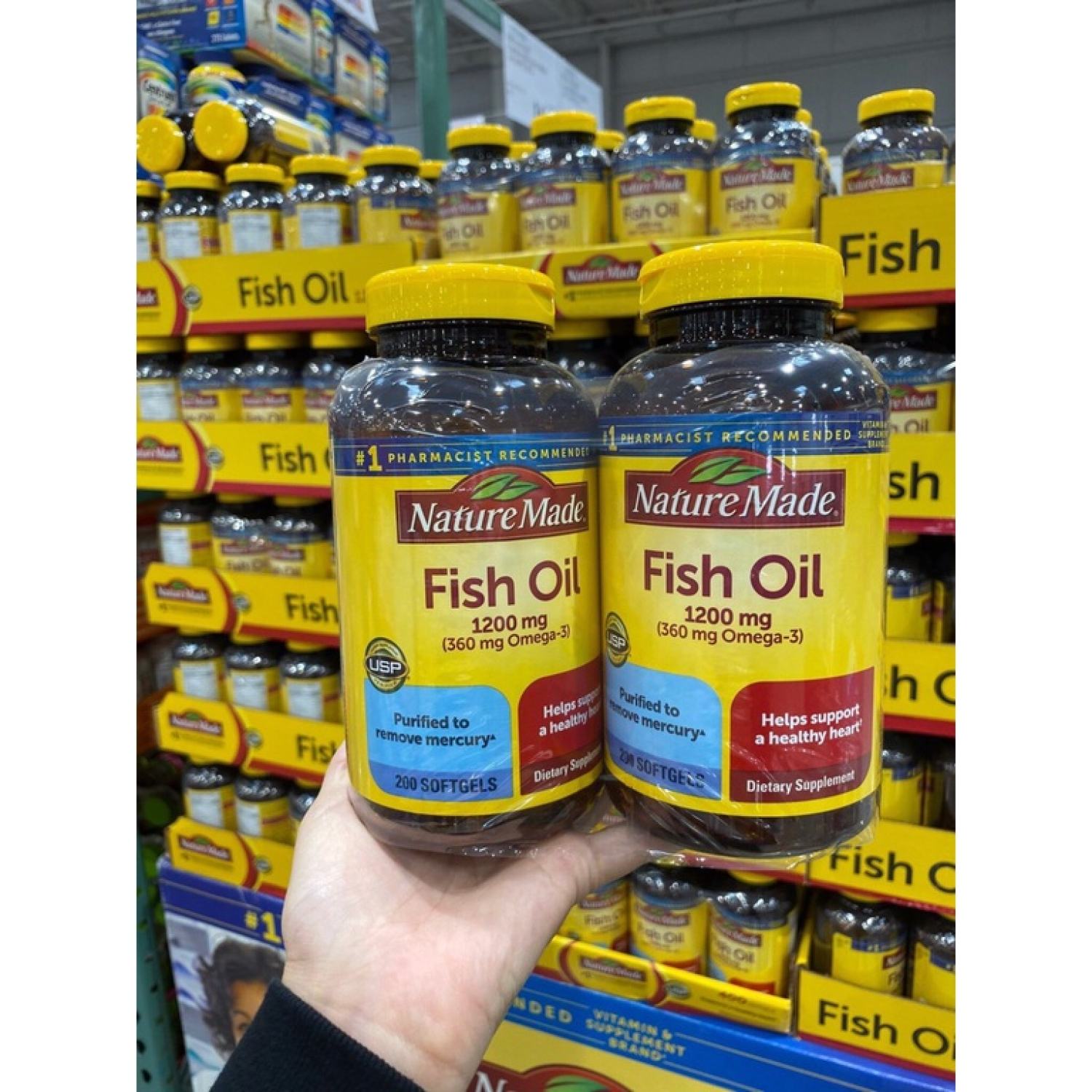 Viên uống dầu cá fish oil omega 3 nature made fish oil 1200mg hộp 200 viên