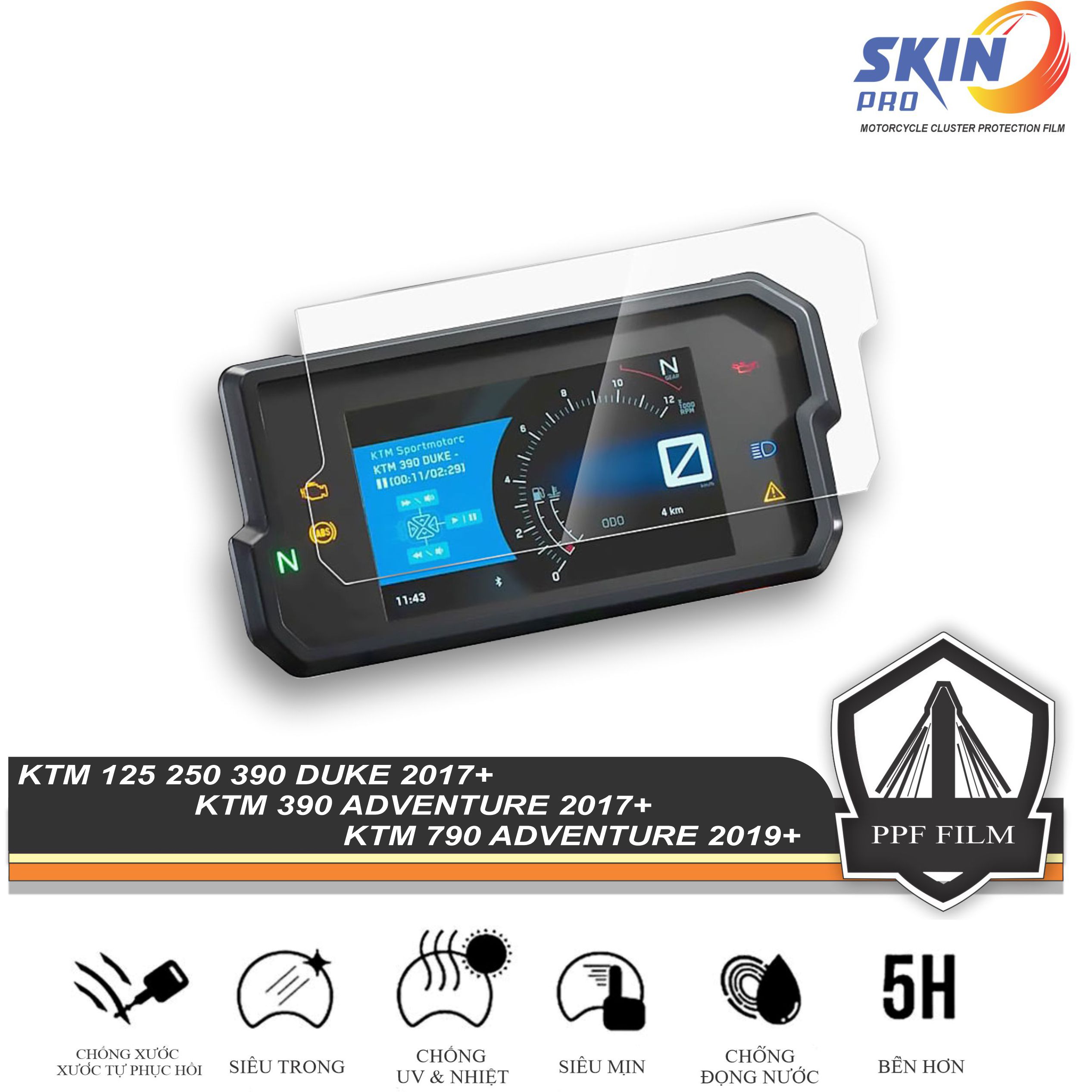 Duke 125 duke 250 duke 390 2017 - 2022 adventure 390 2021 2022 miếng dán ppf bảo vệ và làm mới mặt đồng hồ ktm duke 125 duke 250 duke 390 2017 - 2022 adventure 390 2021 2022 - ppf cao cấp - tự phục hồi xước