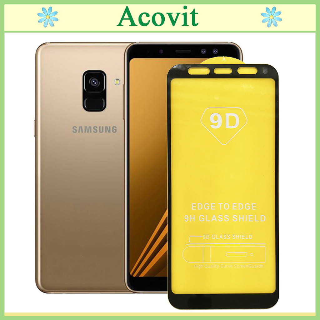 " Kính cường lực 9D Samsung A8+" _ FULL Màn Hình _ Độ Cứng 9H _ Anh thật Sản Phẩm _ ( Tặng kèm bộ giấy lau Màn hình) Acovit"