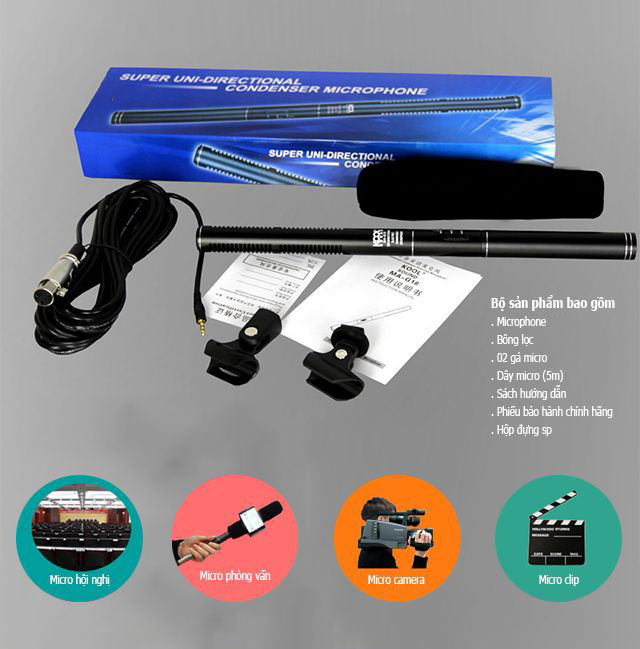 Micro phỏng vấn cho điện thoại và máy ảnh tặng kèm jack chuyển 3.5mm sang 6.5mm