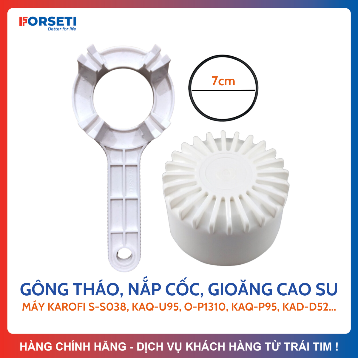 Tay gông vặn, nắp cốc lọc và gioăng cho máy lọc nước karofi model s-s038, kaq-u95, o-p1310...
