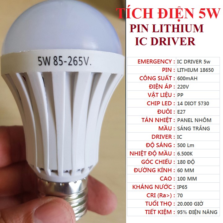 Bóng đèn LED tích điện 15w