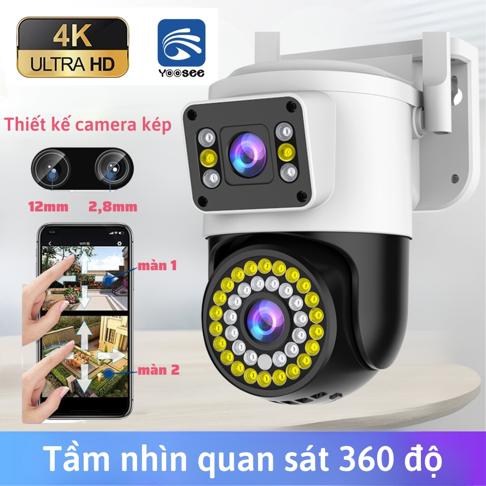 Camera YooSee 2 mắt - chuẩn 4.0mpx siêu nét góc rộng, ban đêm xem có màu, đàm thoại 2 chiều, camera kép xem cùng lúc trên 1 điện thoại xoay 360 độ