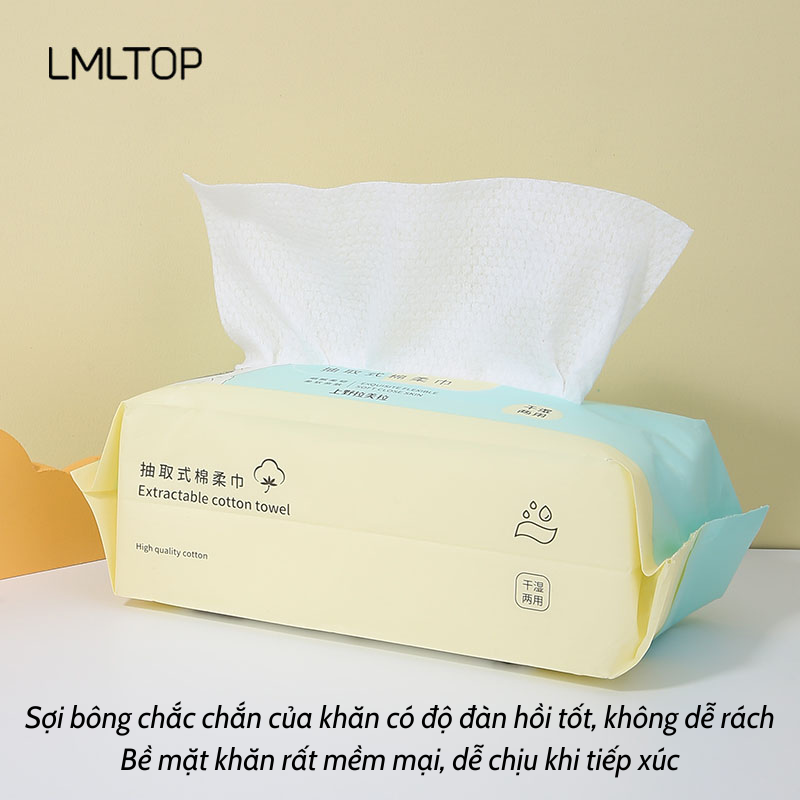 Khăn lau mặt lmltop, giấy lau mặt lau khô, lau ứớt siêu dai