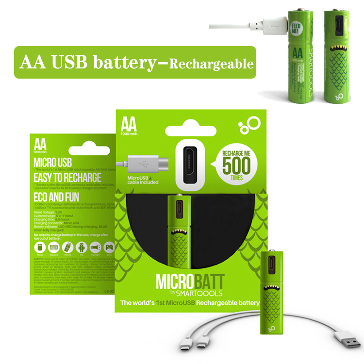 Pin sạc USB số 5 AA điều khiển từ xa niken kim loại hydride 1.2v5 đồ chơi pin sạc điện có thể được tái chế 500 lần