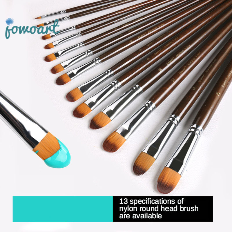 Bộ 13 Hộp Mực Nước Màu Nước Cọ Sơn Nylon Hình Hạt Dẻ Đơn Sơn Acrylic Bàn Chải Nguồn Cung Cấp Nghệ Thuật Cho Bức Tranh